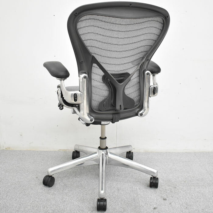 ハーマンミラー Hermanmiller アーロンチェア Bサイズ フル装備 ポスチャーフィット ウェーブメッシュ ポリッシュフレーム 2023051802【中古オフィス家具】【中古】
