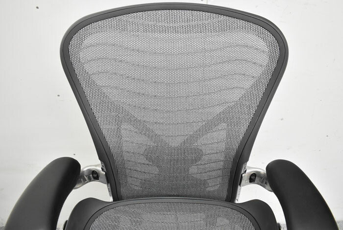 ハーマンミラー Hermanmiller アーロンチェア Bサイズ フル装備 ポスチャーフィット ウェーブメッシュ ポリッシュフレーム 2023051802【中古オフィス家具】【中古】