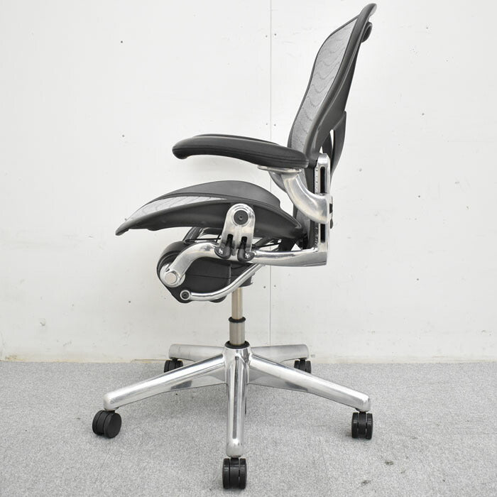 ハーマンミラー Hermanmiller アーロンチェア Bサイズ フル装備 ポスチャーフィット ウェーブメッシュ ポリッシュフレーム 2023051802【中古オフィス家具】【中古】