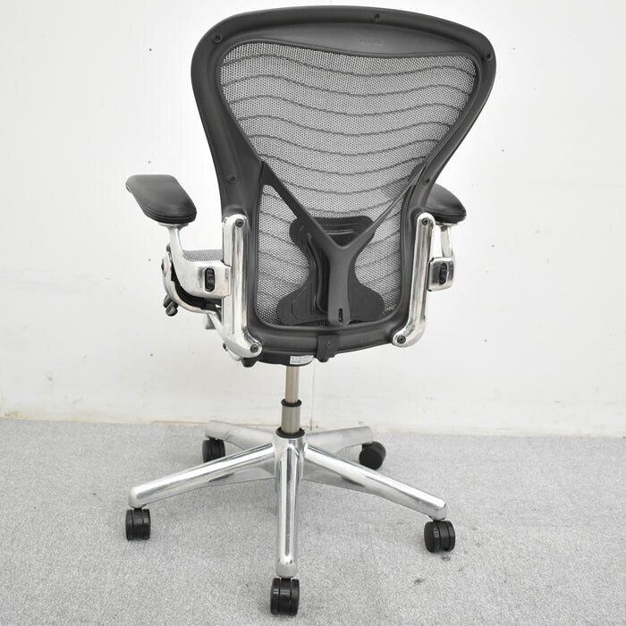 ハーマンミラー Hermanmiller アーロンチェア Bサイズ フル装備 ポスチャーフィット ウェーブメッシュ ポリッシュフレーム 2023051803【中古オフィス家具】【中古】