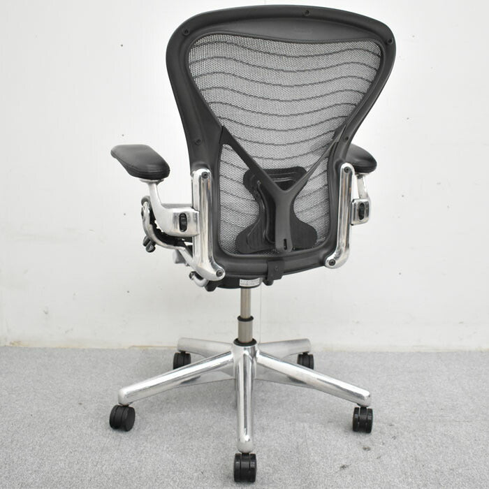 ハーマンミラー Hermanmiller アーロンチェア Bサイズ フル装備 ポスチャーフィット ウェーブメッシュ ポリッシュフレーム 2023051804【中古オフィス家具】【中古】