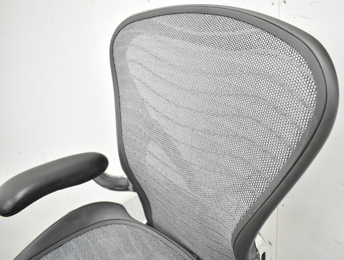 ハーマンミラー Hermanmiller アーロンチェア Bサイズ フル装備 ポスチャーフィット ウェーブメッシュ ポリッシュフレーム 2023051804【中古オフィス家具】【中古】