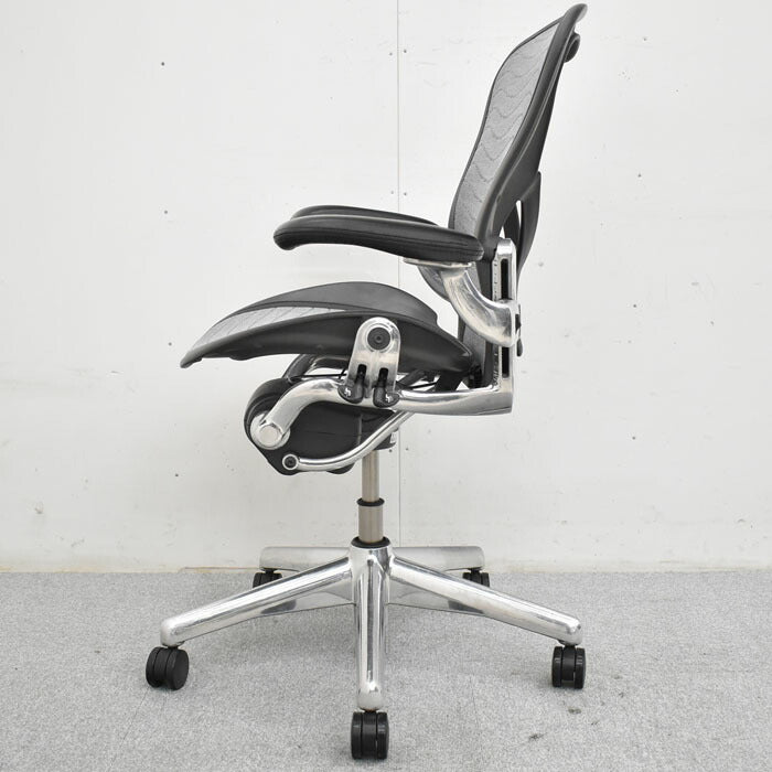 ハーマンミラー Hermanmiller アーロンチェア Bサイズ フル装備 ポスチャーフィット ウェーブメッシュ ポリッシュフレーム 2023051804【中古オフィス家具】【中古】