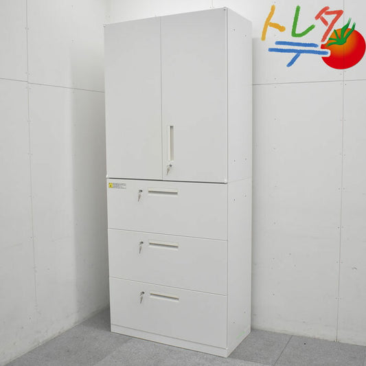 ウチダ 内田洋行 HS(ハイパーストレージ)シリーズ 両開き+3段ラテラル 上下書庫 W900 2023053003