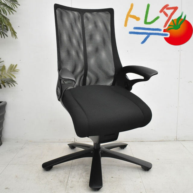 オカムラ レオパード ブラック スターベース(キャスタータイプ)ミドルバック 2021011805【中古オフィス家具】【中古】