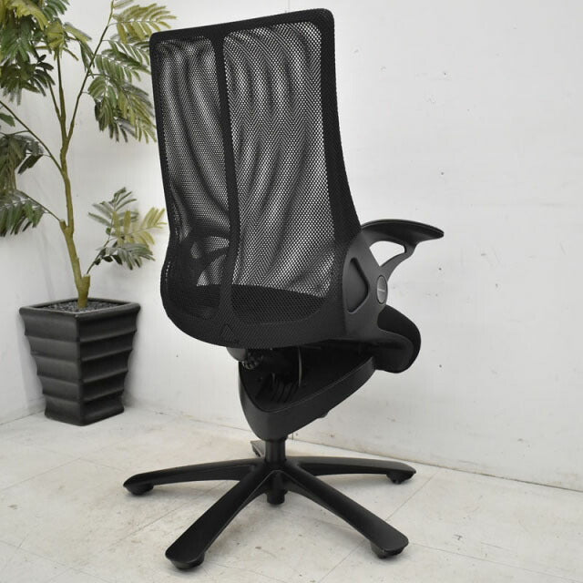 オカムラ レオパード ブラック スターベース(キャスタータイプ)ミドルバック 2021011805【中古オフィス家具】【中古】