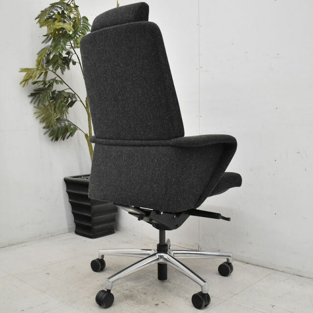 オカムラ セフィーロ エクストラハイバック 固定肘 アルミポリッシュ脚 2021031501【中古オフィス家具】【中古】