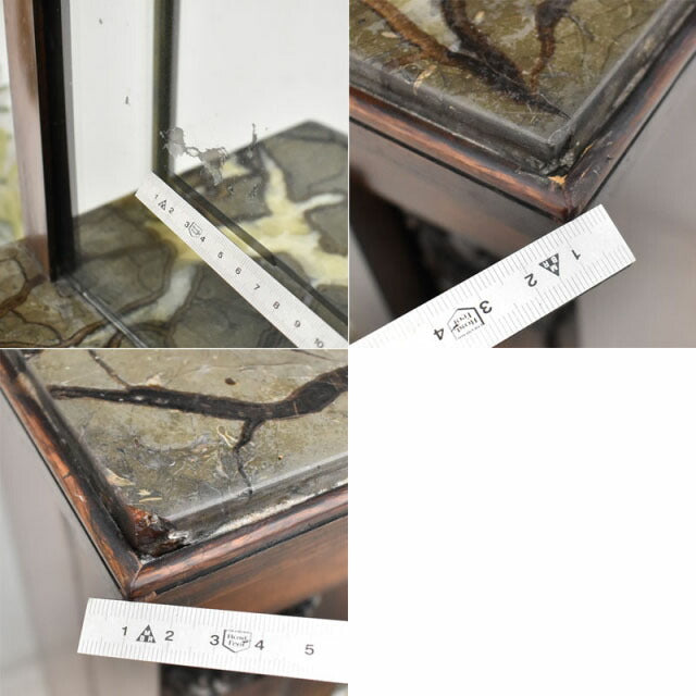 【配送料金見積もり対応となります】英国製アンティーク ミラーバックキャビネット 天然石天板 W620 2021040503【中古オフィス家具】【中古】