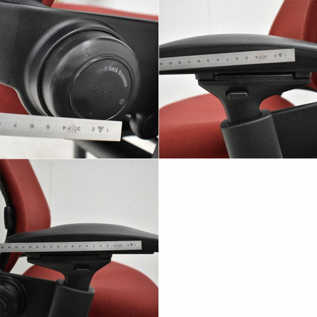 スチールケース リープチェアV2 USモデル 可動肘付 ランバーサポート付 レッド 2021042108【中古オフィス家具】【中古】