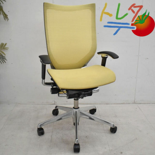 オカムラ バロン ハイバック 可動肘 スタンダードメッシュ ポリッシュ 新型肘パット 2021051402【中古オフィス家具】【中古】