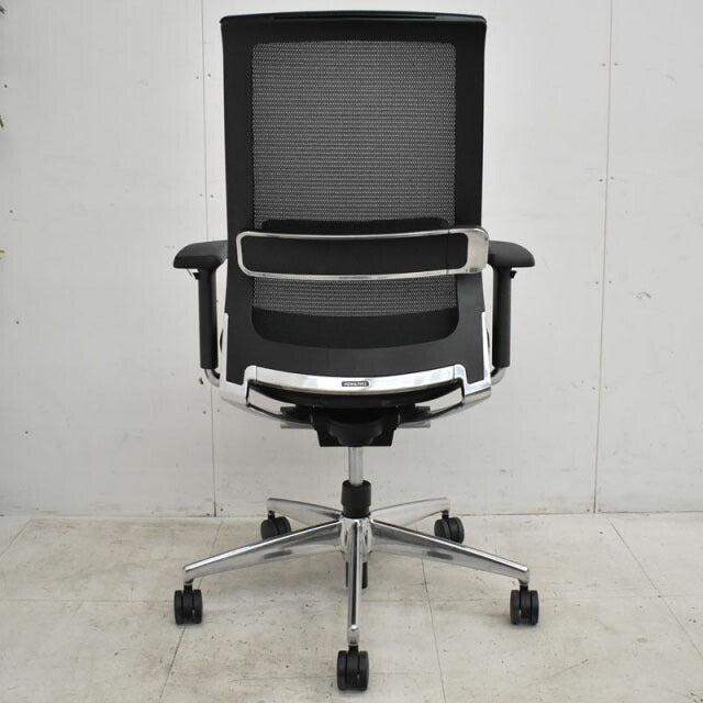 コクヨ エアフォート ブラック 可動肘 ポリッシュ脚 ランバーサポート 2021071206【中古オフィス家具】【中古】