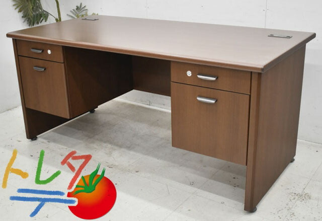 オカムラ DXシリーズ 役員用木製両袖机 H1600 2021071304【中古オフィス家具】【中古】