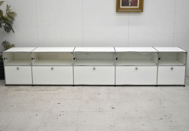 USM Haller ハラーシステム 5列2段 ホワイト W3275 2021100402【中古オフィス家具】【中古】