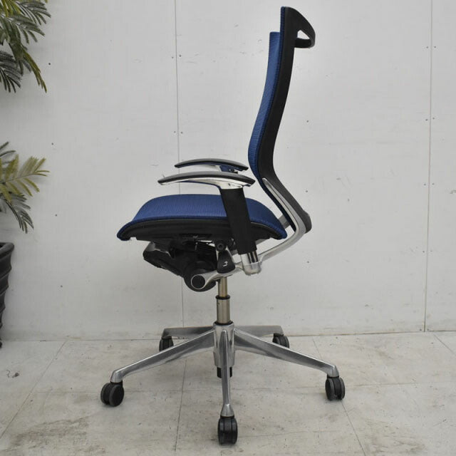 オカムラ バロン ハイバック 可動肘 アルミポリッシュ脚 2021102605【中古オフィス家具】【中古】