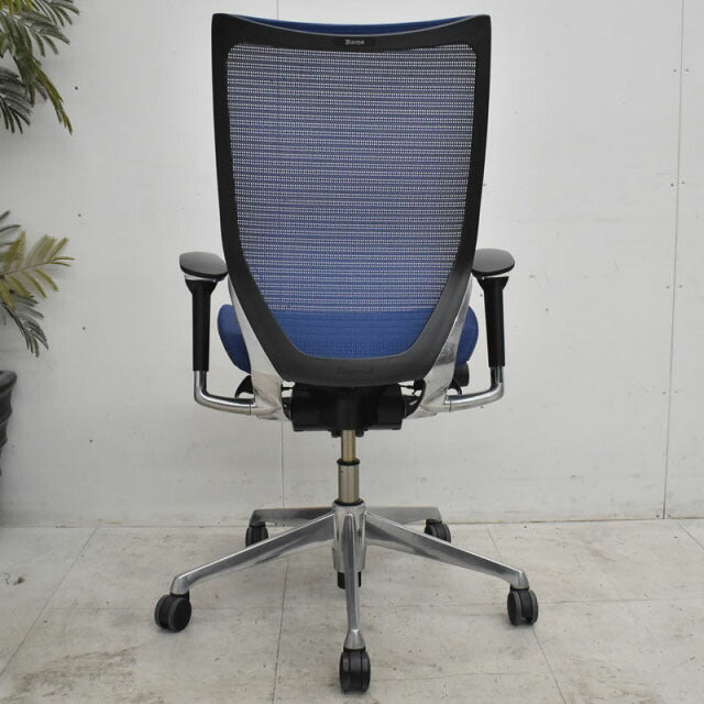オカムラ バロン ハイバック 可動肘 アルミポリッシュ脚 2021102605【中古オフィス家具】【中古】