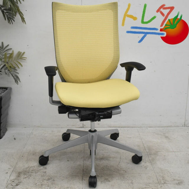 オカムラ バロン ハイバック 可動肘(新型肘パット) シルバー脚 2021112706【中古オフィス家具】【中古】