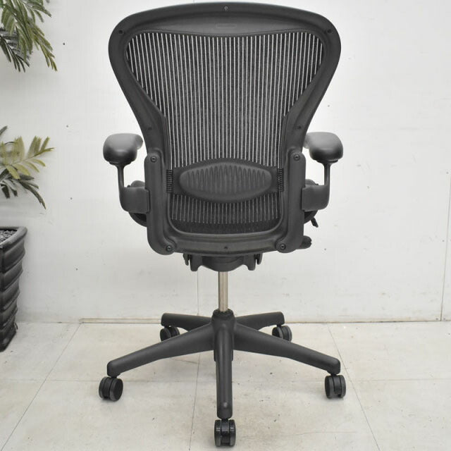 ハーマンミラー アーロンチェア サイズB ブラック スタンダード ランバーサポート 2022011405【中古オフィス家具】【中古】