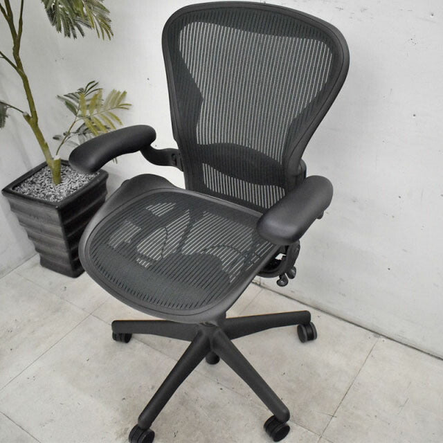 ハーマンミラー アーロンチェア フル装備 Bサイズ ランバーサポート グリーン 2022012707【中古オフィス家具】【中古】