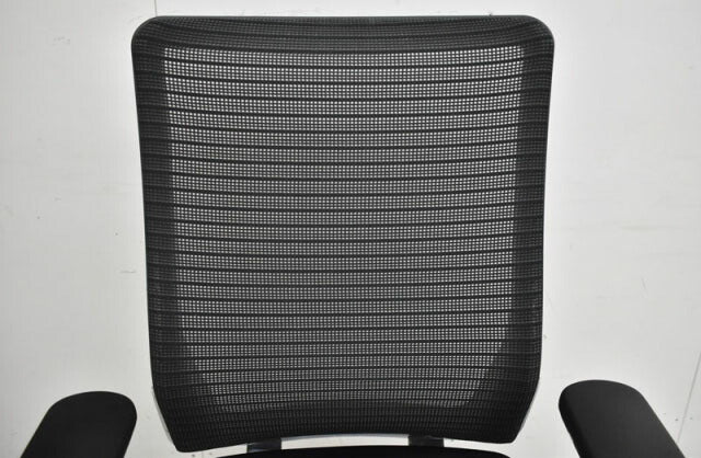 オカムラ コーラルチェア ハイバック 固定肘 ポリッシュ脚 ブラック 2022020802【中古オフィス家具】【中古】