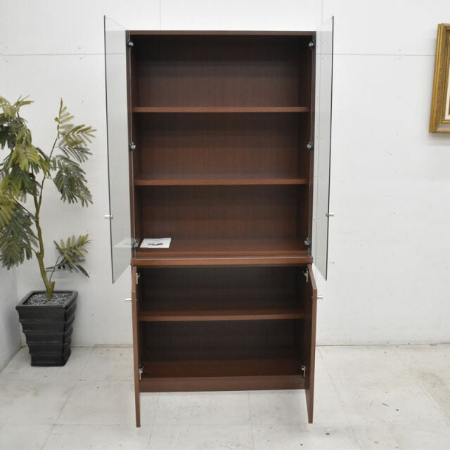 オカムラ EX-38シリーズ 役員用木製書棚 ガラス扉 W900 2022060802【中古オフィス家具】【中古】