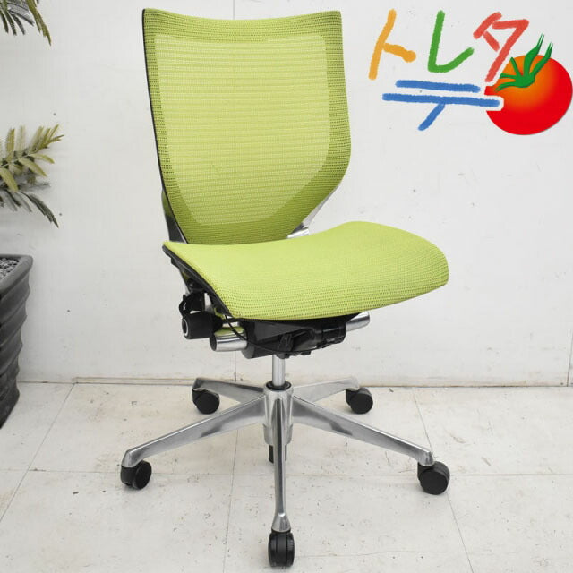 オカムラ バロン 肘なし ポリッシュ脚 ローバック 2022061003【中古オフィス家具】【中古】