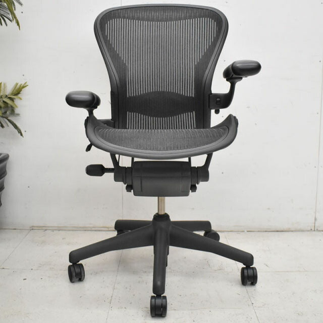 ハーマンミラー アーロンチェア スタンダード Bサイズ ランバーサポート 可動肘 肘レバータイプ 2022062003【中古オフィス家具】【中古】