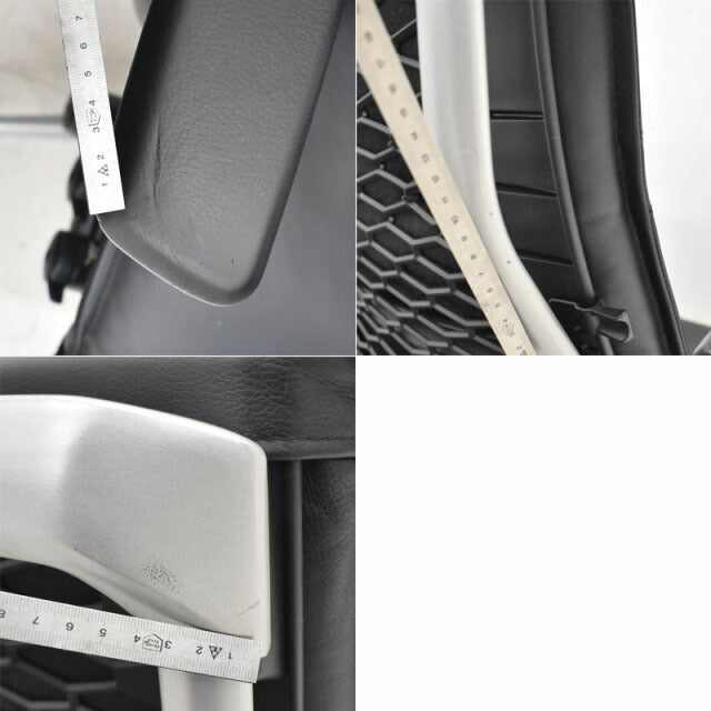 オカムラ エルシオ 革張り 固定肘 シルバー脚 2022070701【中古オフィス家具】【中古】