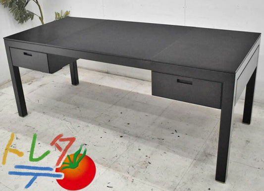 カンディハウス エグゼクティブデスク 両袖 中央革張り W1800 2022082001【中古オフィス家具】【中古】