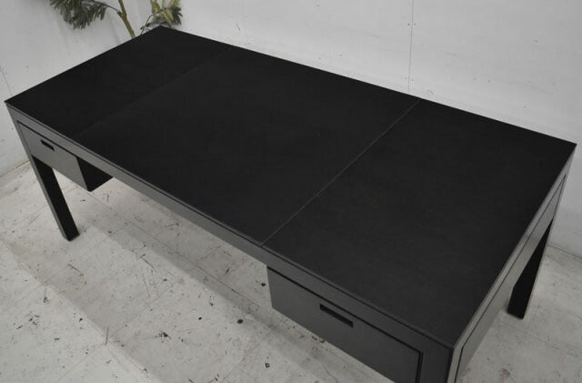 カンディハウス エグゼクティブデスク 両袖 中央革張り W1800 2022082001【中古オフィス家具】【中古】