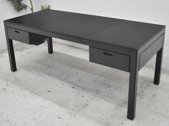 カンディハウス エグゼクティブデスク 両袖 中央革張り W1800 2022082001【中古オフィス家具】【中古】