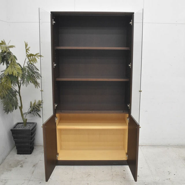 オカムラ EX-36シリーズ 役員用木製書棚 ガラス扉 W900 2022082201【中古オフィス家具】【中古】