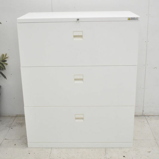 オカムラ SAデュオライン 3段ラテラルキャビネット 天板付 W900 2022083001【中古オフィス家具】【中古】