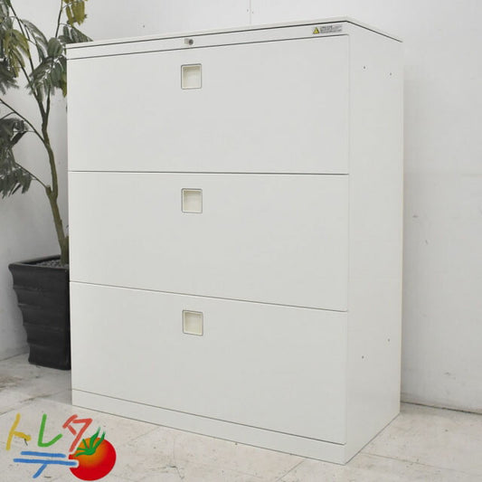 オカムラ レクトライン ユニット書庫 3段ラテラル 天板付 W900 2022092006【中古オフィス家具】【中古】