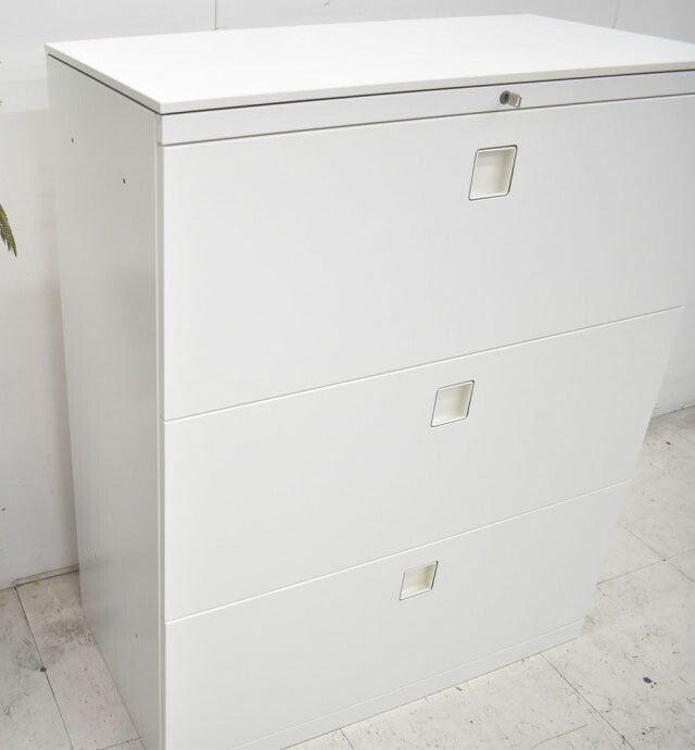 オカムラ レクトライン ユニット書庫 3段ラテラル 天板付 W900 2022092006【中古オフィス家具】【中古】