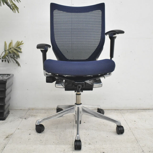 オカムラ バロン ローバック 可動肘(肘パット新品) ポリッシュ脚 2022110204【中古オフィス家具】【中古】
