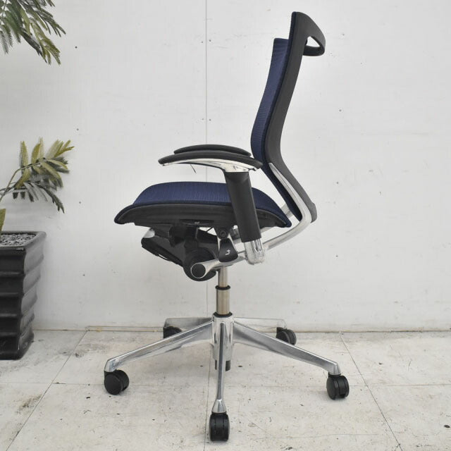 オカムラ バロン ローバック 可動肘(肘パット新品) ポリッシュ脚 2022110204【中古オフィス家具】【中古】