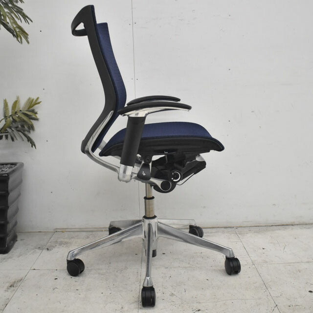 オカムラ バロン ローバック 可動肘(肘パット新品) ポリッシュ脚 2022110204【中古オフィス家具】【中古】