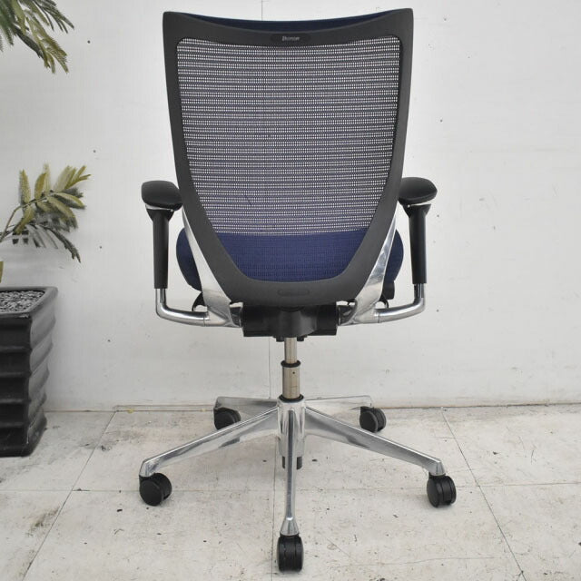 オカムラ バロン ローバック 可動肘(肘パット新品) ポリッシュ脚 2022110204【中古オフィス家具】【中古】