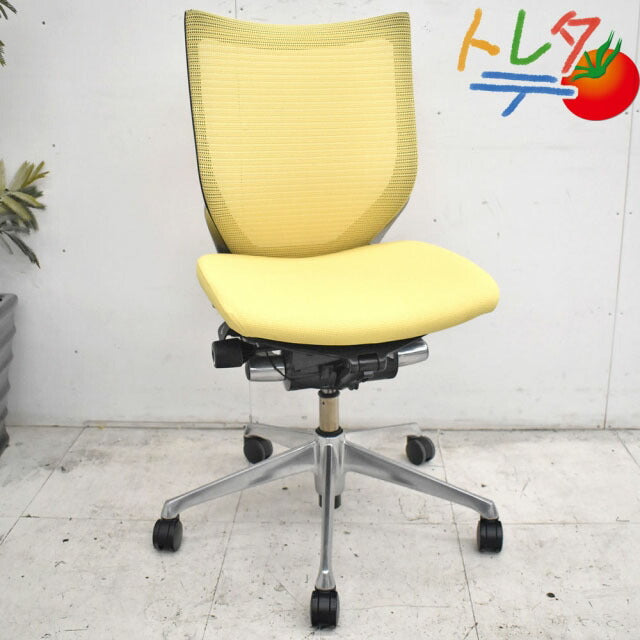 オカムラ バロン ローバック 肘なし ポリッシュ脚 2022110206【中古オフィス家具】【中古】