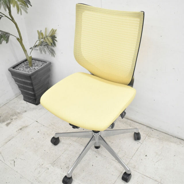 オカムラ バロン ローバック 肘なし ポリッシュ脚 2022110206【中古オフィス家具】【中古】