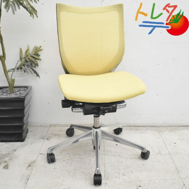 オカムラ バロン ローバック 肘なし ポリッシュ脚 2022110207【中古オフィス家具】【中古】