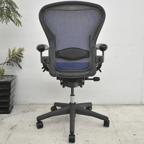 ハーマンミラー アーロンチェア フル装備 Bサイズ ランバーサポート ネイビー 2022111204【中古オフィス家具】【中古】