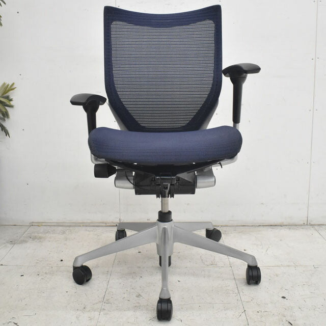 オカムラ バロン ローバック 可動肘(新型肘パット) シルバー脚 2022111703【中古オフィス家具】【中古】