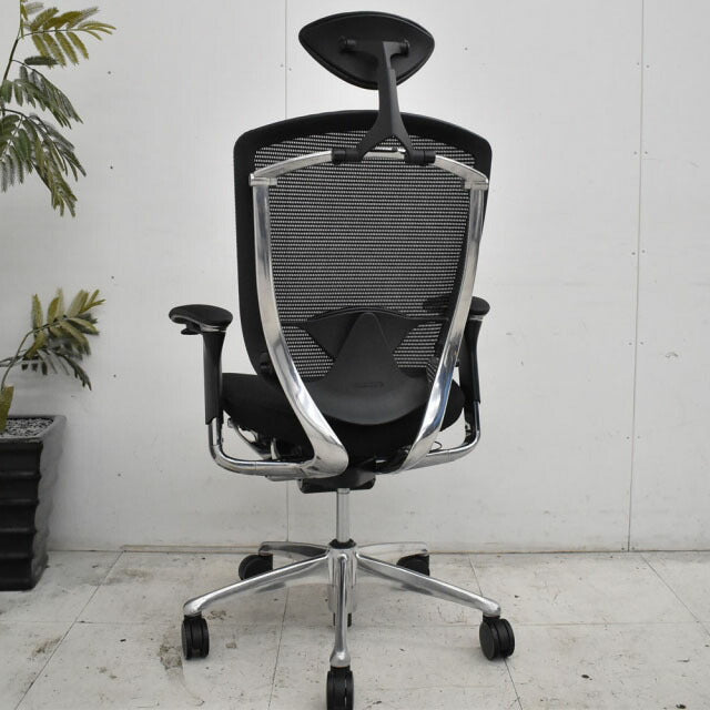 オカムラ コンテッサ ヘッドレスト 可動肘 ランバーサポート アルミポリッシュ脚 2023012103【中古オフィス家具】【中古】