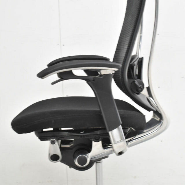 オカムラ コンテッサ ヘッドレスト 可動肘 ランバーサポート アルミポリッシュ脚 2023012103【中古オフィス家具】【中古】