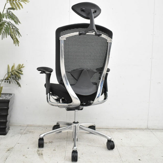 オカムラ コンテッサ ヘッドレスト 可動肘 ランバーサポート アルミポリッシュ脚 2023012104【中古オフィス家具】【中古】