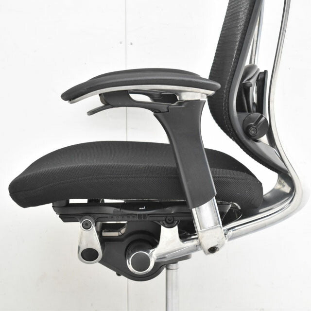 オカムラ コンテッサ ヘッドレスト 可動肘 ランバーサポート アルミポリッシュ脚 2023012104【中古オフィス家具】【中古】