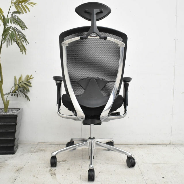 オカムラ コンテッサ ヘッドレスト 可動肘 ランバーサポート アルミポリッシュ脚 2023012104【中古オフィス家具】【中古】