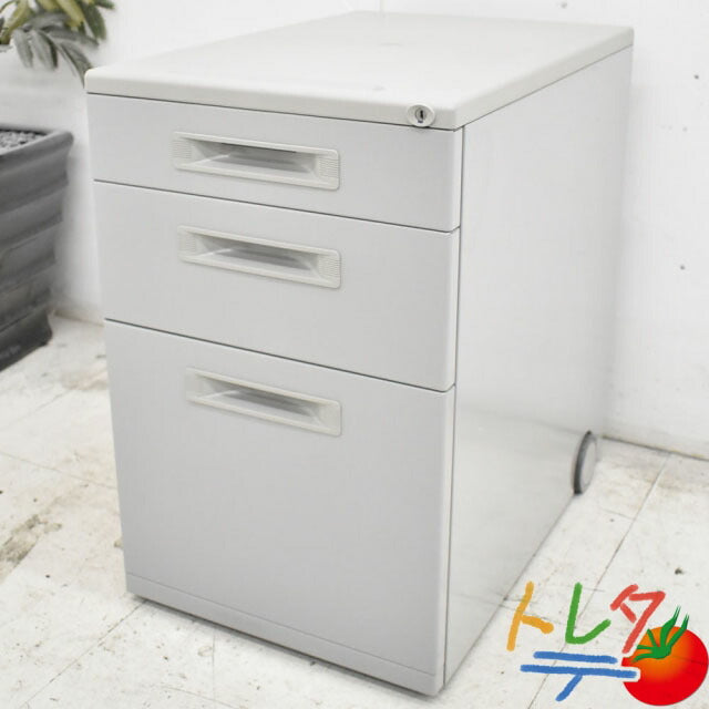 ウチダ JUSTシリーズ 3段ワゴン W395 2023012403【中古オフィス家具】【中古】