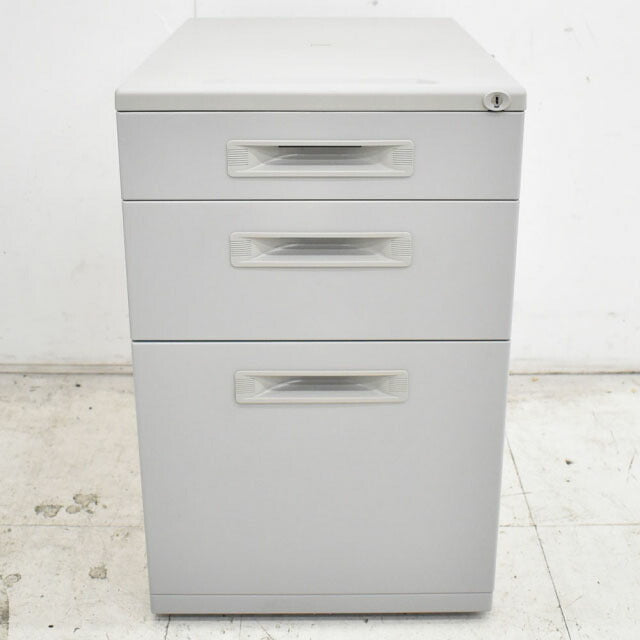 ウチダ JUSTシリーズ 3段ワゴン W395 2023012403【中古オフィス家具】【中古】